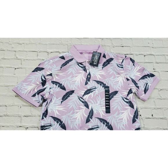 Boca Classics Purple Floral Cotton Knit Collared Golf Polo Shirt MENS SIZE SMALL - Picture 2 of 6